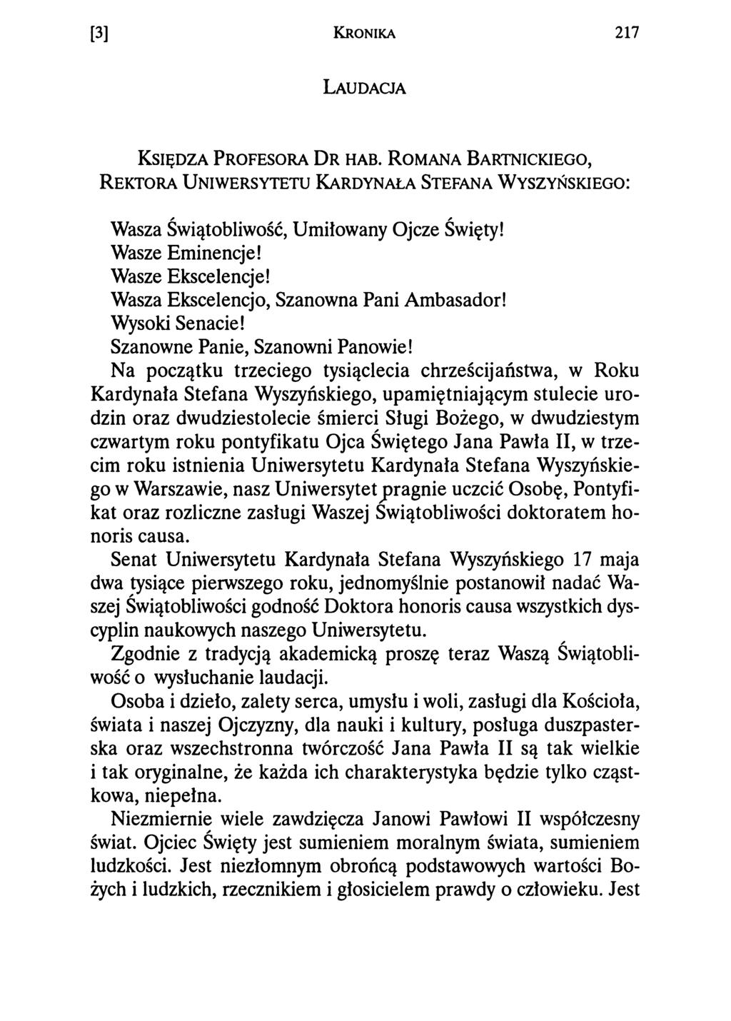 [3] Kronika 217 L audacja K się d z a P r o f e s o r a D r h a b.