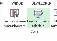 miejsce. Jeśli pod pustym wierszem znajdują się kolejne dane, to przyciskamy strzałkę w dół jeszcze raz, aż do momentu, kiedy kończą się dane.