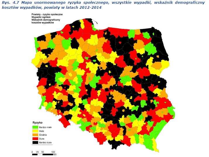 Mapa ryzyka społecznego dla powiatów potencjalna ofiara
