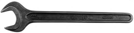 Osprzęt DIN 894 Klucz płaski jednostronny Ze stali specjalnej, z końcówką kątową 15, szczęki frezowane, hartowany i