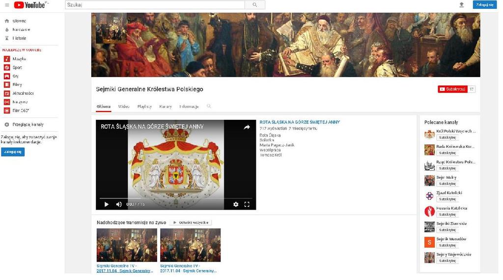 VI Transmisja obrad na żywo na Kanał: Sejmiki Generalne Królestwa Polskiego https://www.youtube.com/watch?v=wrljrocwol8 Cz. I https://www.youtube.com/watch?v=5yula29yfr4 Cz.