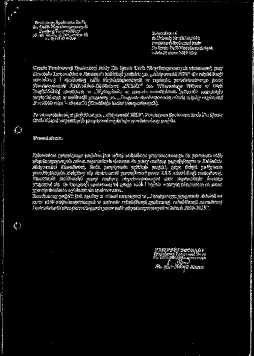 ds. Os6b Niepehiosprawnych 33-100Tarn6w, ul. Narulowicza38 let.