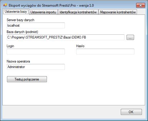 Konfiguracja połączenia z bazą danych programu Streamsoft Prestiż \ Pro 1.