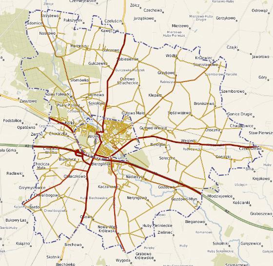 Sieć osadniczą gminy tworzy miasto Września, które położone jest w środkowej części gminy oraz 33 wsie sołeckie.