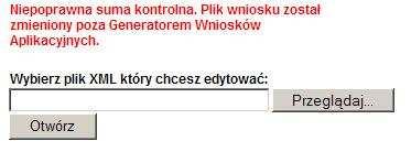 Po kliknięciu przycisku Otwórz, wybrany plik XML zostanie wczytany do GWA, co potwierdzone zostanie