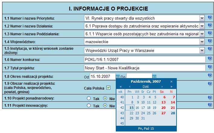 Nazwa powinna nawiązywać do typu projektu, realizowanych działań, grupy docelowej i nie moŝe być dłuŝsza niŝ 200 znaków i powinna zaczynać się od litery lub cyfry nie powinno stosować się innych