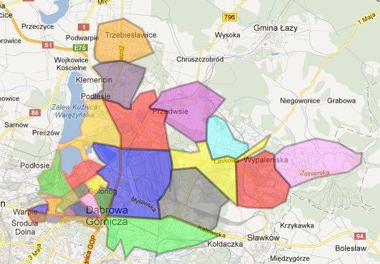 Główne założenia Dąbrowskiego Modelu: Miasto podzielono na 26 dzielnic (historyczno-zwyczajowych), których dotyczy procedura. Dąbrowski BP ma dotyczyć najbliższego otoczenia.