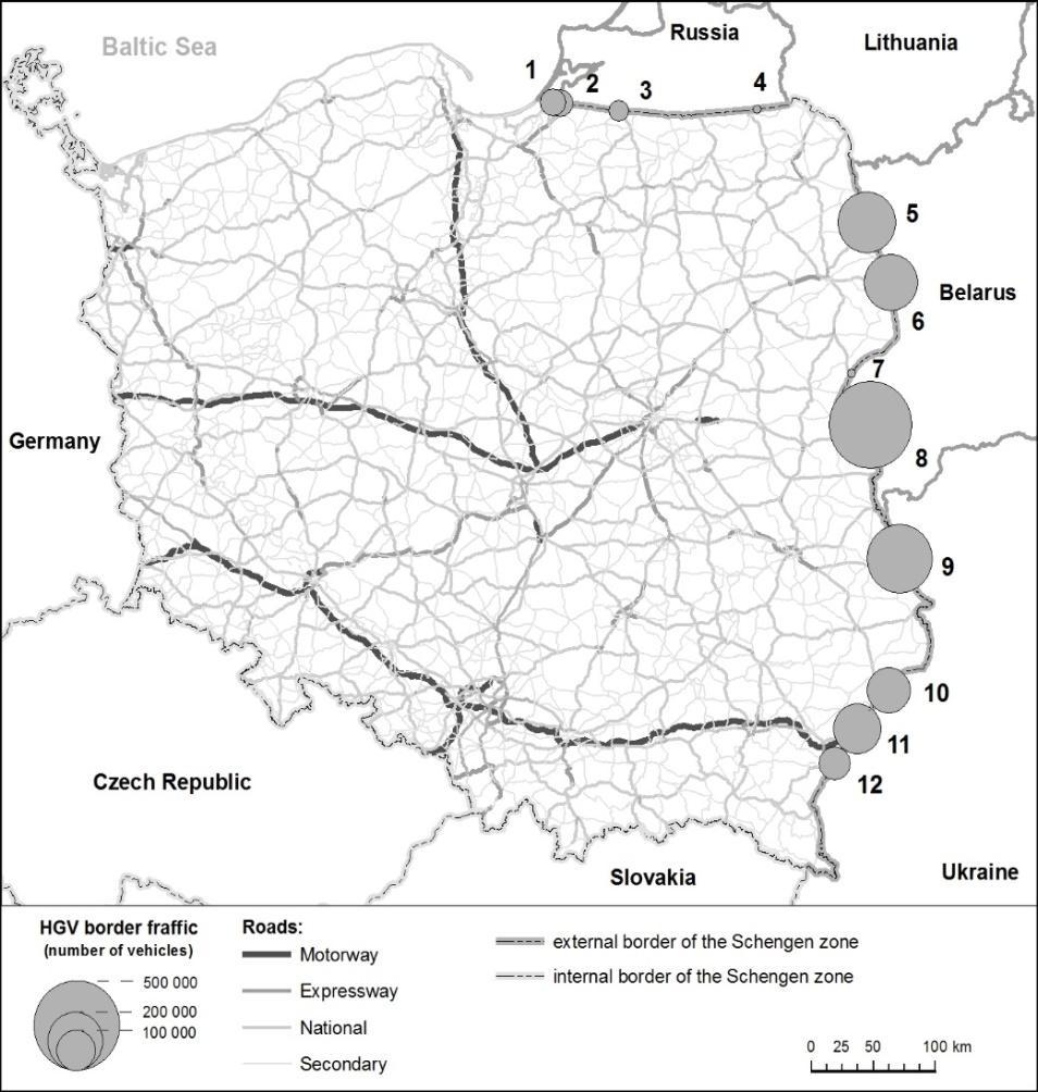 Ruch pojazdów ciężarowych wg