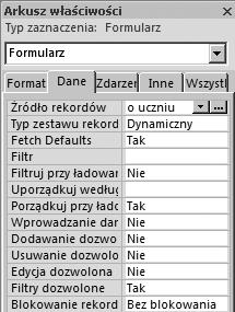 Rozdział 8 t Bazy danych program Access 8.4.8. Funkcje formularza Formularze służą do przedstawiania danych z tabeli lub kwerendy w sposób graficzny.