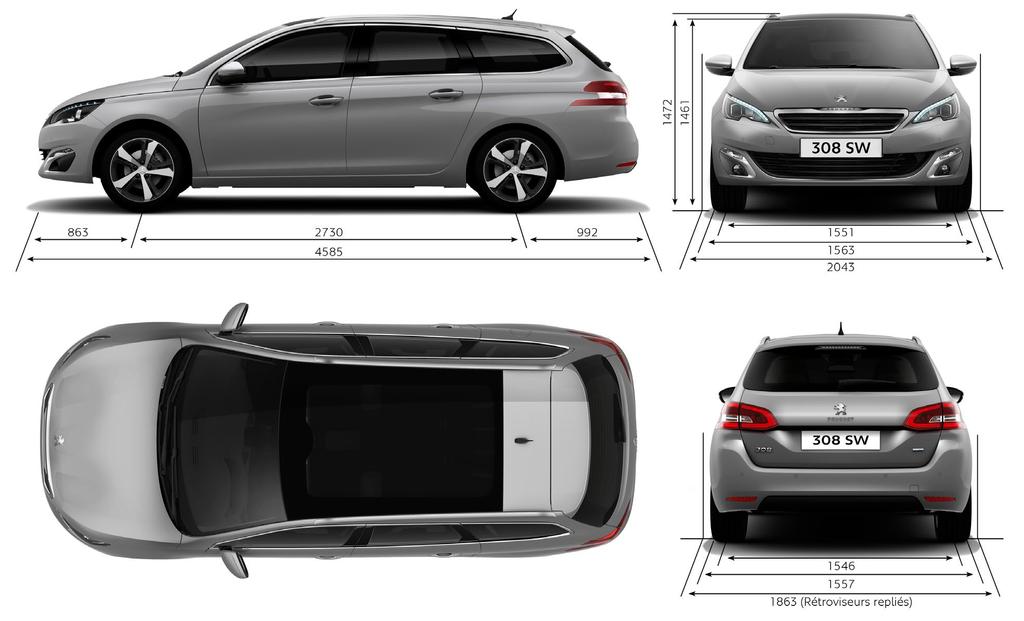 DANE TECHNICZNE PEUGEOT 308 SW SILNIK 1,2 PureTech 110 KM S&S 1,2 PureTech 130 KM S&S 1,6 BlueHDi 100 KM S&S 1,6 BlueHDi 120 KM S&S 2,0 BlueHDi 150 KM S&S Pojemność skokowa (cm 3 ) 1199 1199 1199