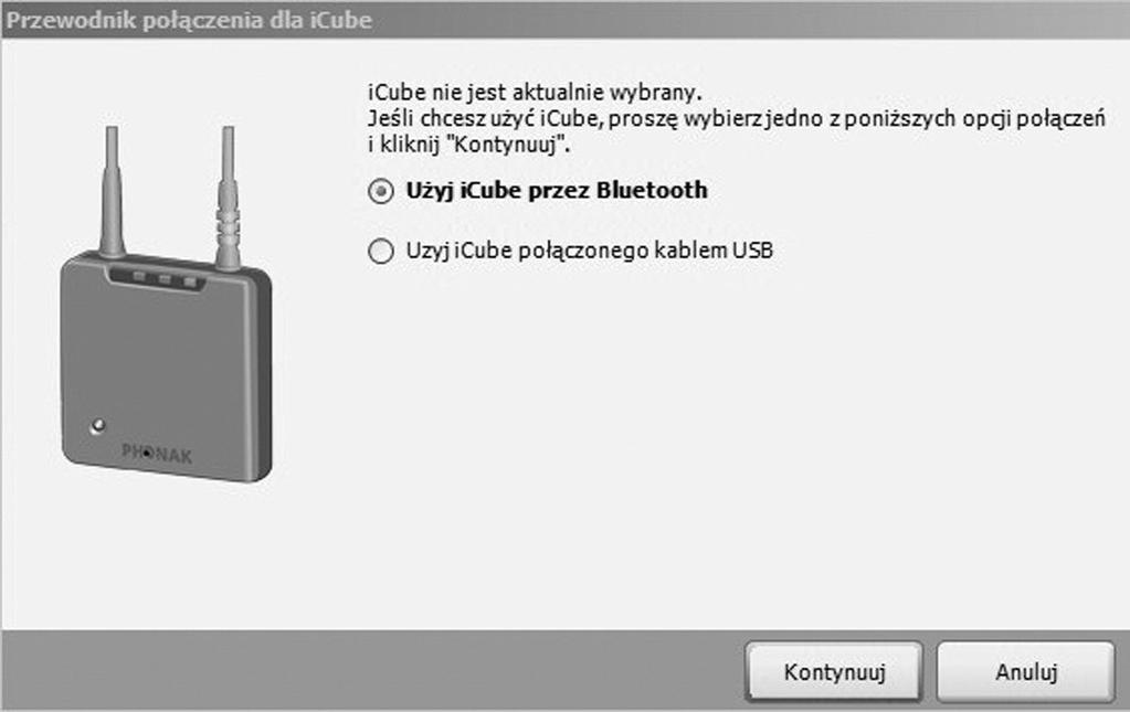 Pierwsze kroki 3. Parowanie urządzenia icube z komputerem Zaznacz opcję icube przez Bluetooth. Kreator poprowadzi Cię przez proces parowania icube'a z komputerem.