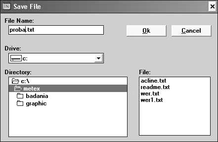 13. Wpisać w okienku File Name nazwę pliku (np. proba.txt) i kliknąć przycisk Ok. 14. Po powrocie do ekranu ustawień kliknąć przycisk Scope Punkt 13. Punkt 15.