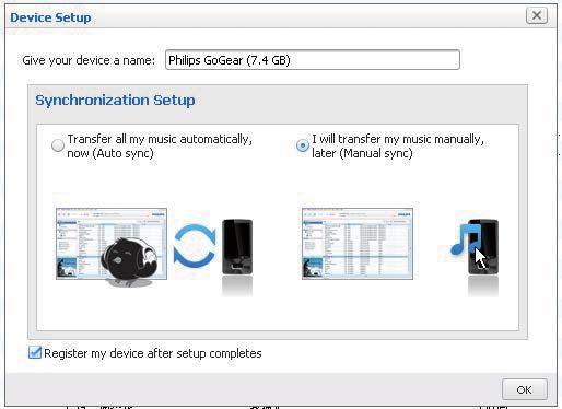 Synchronizacja odtwarzacza z programem Philips Songbird Aplikacja Philips Songbird umożliwia synchronizację muzyki, filmów i zdjęć między komputerem i odtwarzaczem.