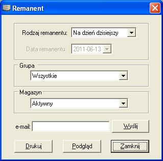 12. ZESTAWIENIA 12.1. REMANENT Remanent jest zestawieniem zawierającym spis wszystkich towarów znajdujących się w magazynie z rozbiciem na różne ceny zakupu danego towaru.