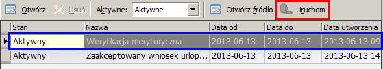 Rysunek 25 Uruchamianie kreatora z poziomu listy Jeśli na definicji zadania systemowego związanego z procesem