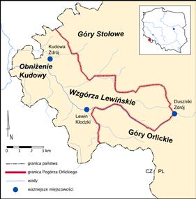 54 MICHAŁ SMOCZYK Wodę i Jastrzębnik (dorzecze Odry). Głównymi miastami są tu Kudowa- Zdrój i Duszniki-Zdrój.