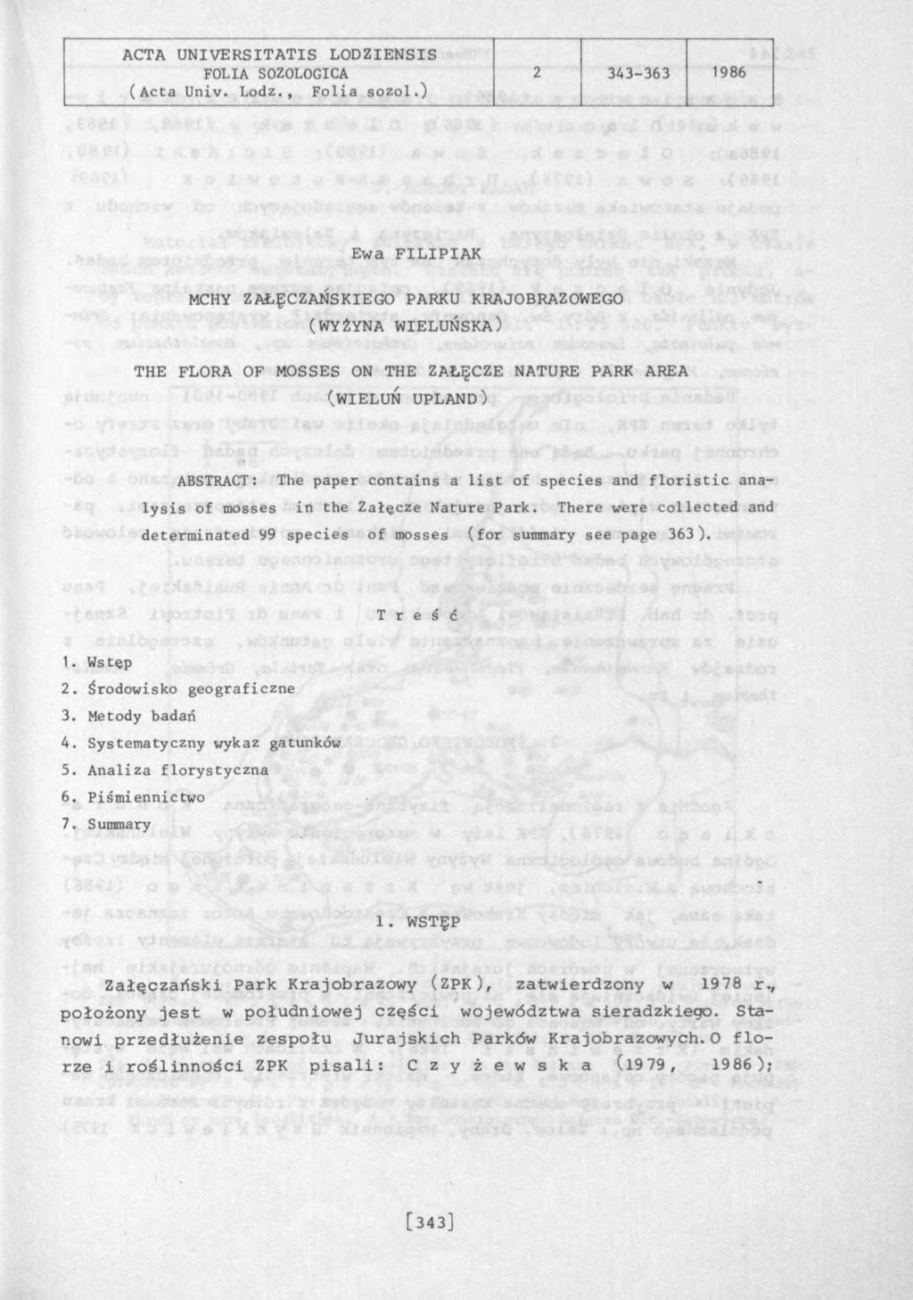 A C T A U N I V E R S I T A T I S L O D Z I E N S I S F O L IA S O Z O LO G IC A 2 3 4 3-3 6 3 1 9 8 6 ( A c t a U n i v. L o d z., F o l i a s o z o l.