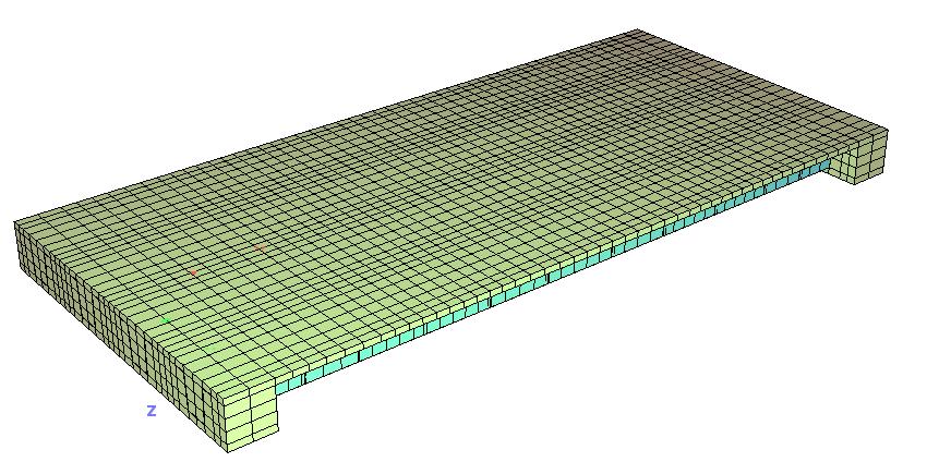 Analiza numeryczna i badania pod obciążeniem mostu z kompozytów FRP 411 Rys. 4. Wizualizacja modelu numerycznego MES przęsła mostu Fig. 4. Visualization of the FEM numerical model of bridge span Tabela 1.