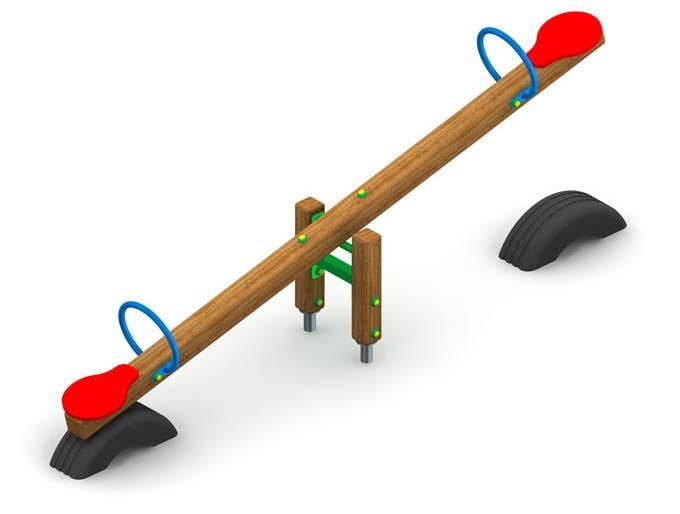 4.4 Huśtawka wagowa x 1szt. (patrz rys. 7) Wymiary zewnętrzne (dł. x szer. x wys.) : 3,00 x 0,44 x 1,10m Strefa bezpieczeństwa: 6,00 x 3,50m Wysokość swobodnego upadku: 1,00m Rys. 7 Huśtawka wagowa.
