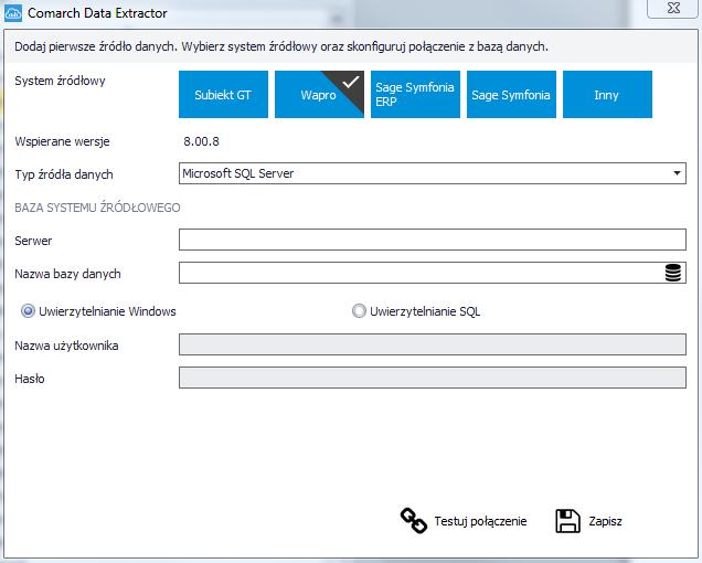Uwaga: Konfiguracja Comarch ERP Optima oraz aplikacji Data Extractor w modelu BI Point Menadżer została umieszczona w osobnej dokumentacji dostępnej pod linkiem.