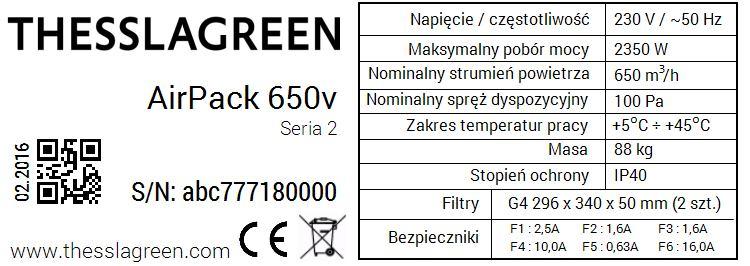 1. Opis produktu Centrala wentylacyjna AirPack 650h, AirPack 650v, AirPack Base 650h oraz AirPack Base 650v (w dalszej części tekstu określana jako AirPack 650) przeznaczona jest do realizacji