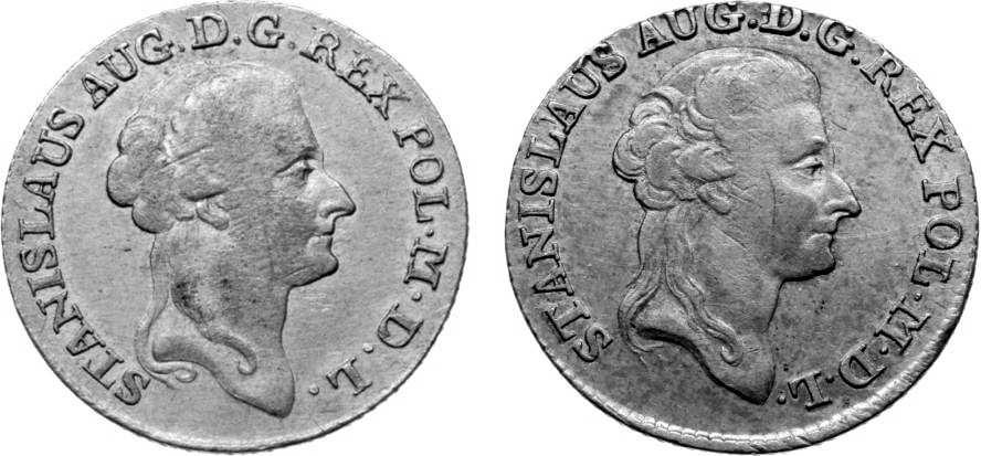 W tym długim okresie odnotujemy cztery zmieniające się wizerunki: w latach 1766-1782 w latach 1783-1785 w roku 1786 typ przejściowy monety w