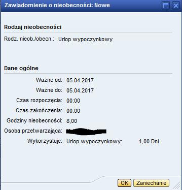 Przełożony jest informowany mailowo o fakcie złożenia wniosku/ów przez pracownika. Wnioski można składać z datą wsteczną oraz w przyszłości.