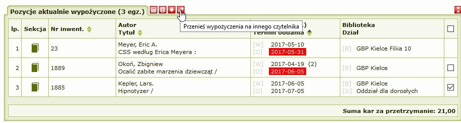 wpłatami i karami, dodaj książki tylko jednego czytelnika. 5.