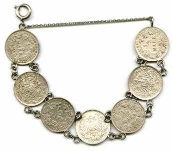 Apyrankė su monetomis XX a. pr., Vokietija. Sidabras.