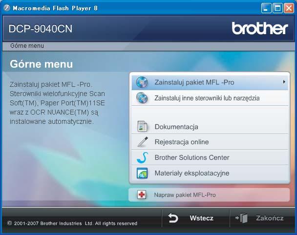 KROK 2 Instalowanie sterownika i oprogramowania Windows Windows USB 1 1 Dla użytkowników kabla interfejsu USB (Dla systemu Windows 2000 Professional/XP /XP Professional x64 Edition/Windows Vista ) 1