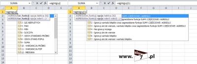1 (Pobrane z slow7.pl) Excel w zadaniach. Funkcja AGREGUJ oraz SUMY.