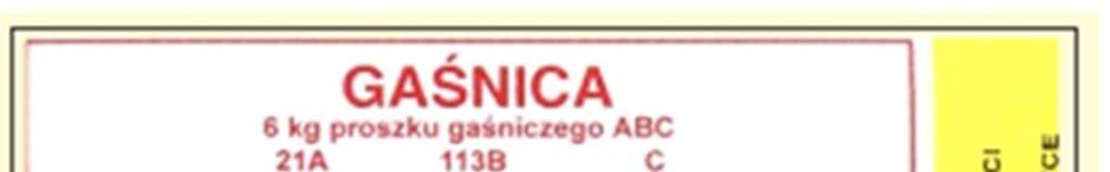 Przykładowa etykieta gaśnicy Rodzaj gaśnicy