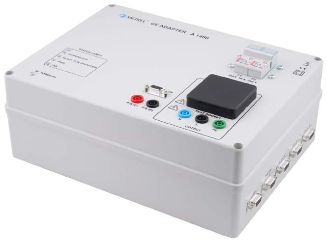 Opis adaptera A 1460 CE Adapter A 1460 CE został stworzony w celu automatyzacji pomiarów urządzeń elektrycznych wykonywanych przyrządem Metrel CE MultitesterXA.