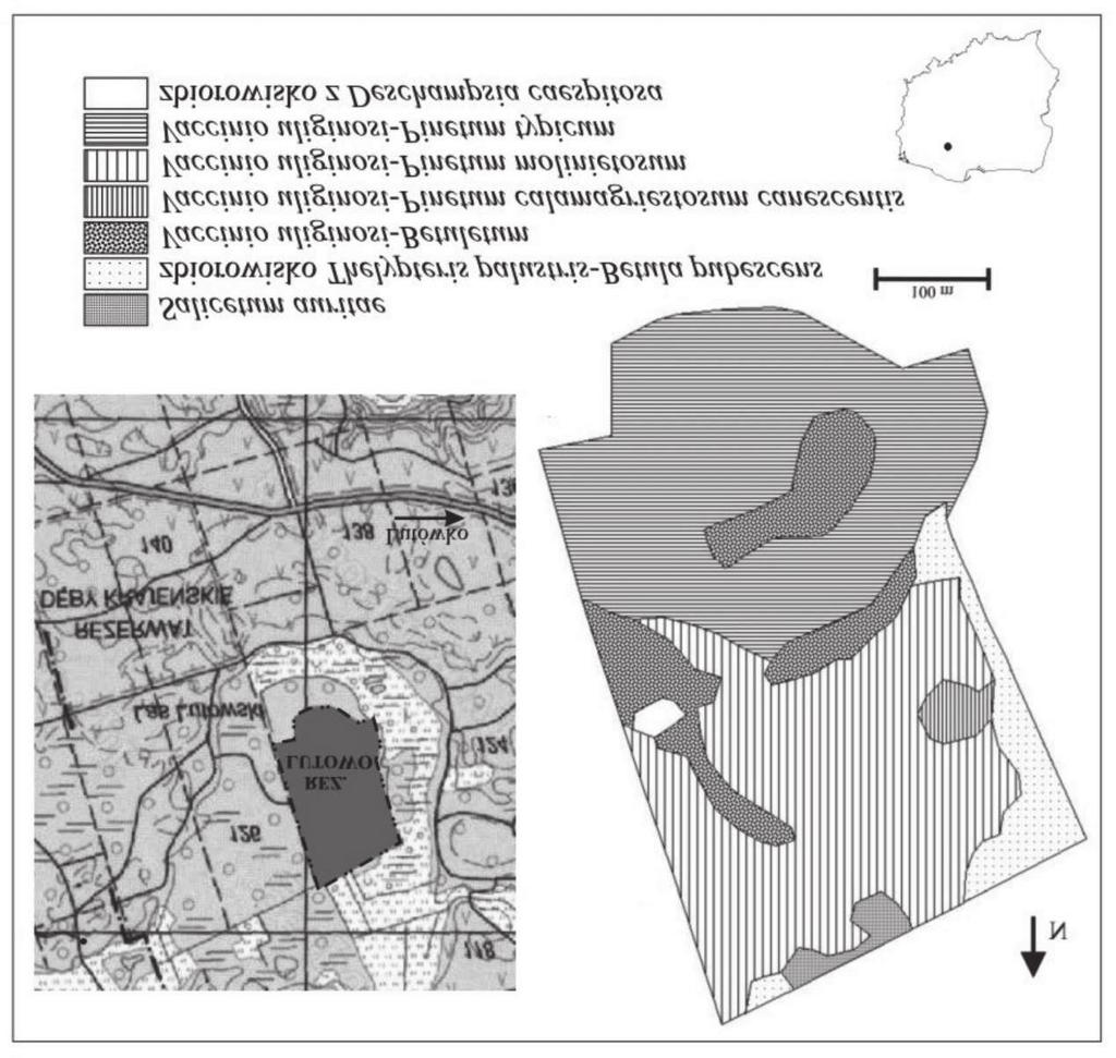 Flora i roœlinnoœæ rezerwatu Lutowo (Pojezierze Krajeñskie) 129 Ryc. 1. Po³o enie rezerwatu Lutowo oraz rozmieszczenie wystêpuj¹cych na jego obszarze zbiorowisk roœlinnych Fig. 1. Location of the Lutowo nature reserve and distribution of plant communities occurring within its area 3.