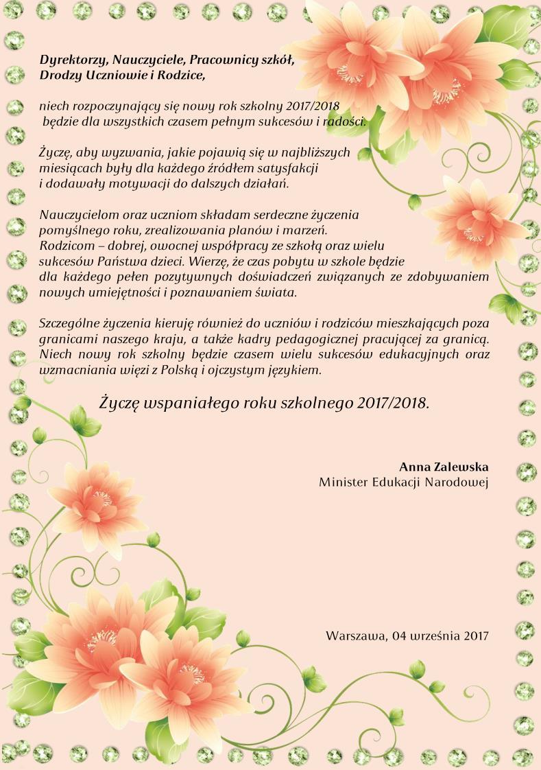 Życzenia od minister edukacji