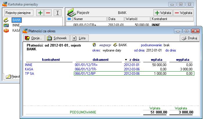 również sprawdzić bank wybierając BANK po lewej zestawienia