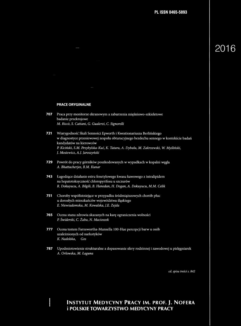 Dokuyucu, M.M. Ce/zTc 751 Choroby współistniejące w przypadku śródmiąższowych chorób płuc u dorosłych mieszkańców województwa śląskiego E.