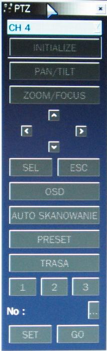 6. Sterowanie PTZ Aby włączyć funkcje sterowania kamery PTZ, w trybie podglądu obrazu na żywo kliknij prawym przyciskiem myszy i wybierz z menu funkcję Camera PTZ. Rysunek 6.1.