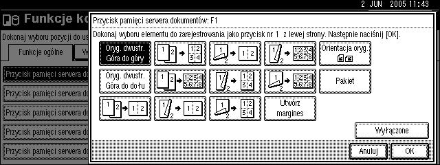Narzêdzia uåytkownika (Funkcje kopiarki/serwera dokumentów) Funkcje ogólne F.