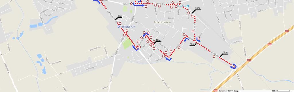 Przebieg trasy wygląda następująco: Szamotulska- Pocztowa Golęcińska Golęcińska (powrót) - Rolna Zielona Lipowa Akacjowa-Trakt Napoleoński Szamotulska (w stronę Zmysłowa) Szamotulska (powrót do