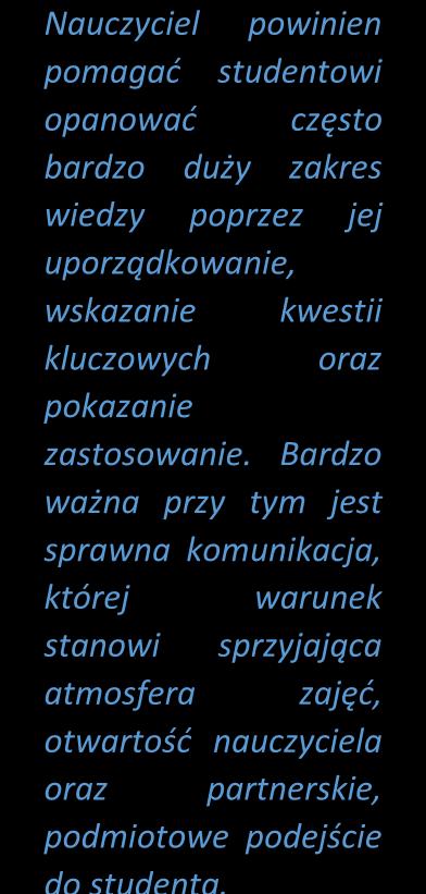 Tabela 2 Główne przyczyny satysfakcji studentów z zajęć odnoszące się do warsztatu dydaktycznego nauczyciela.