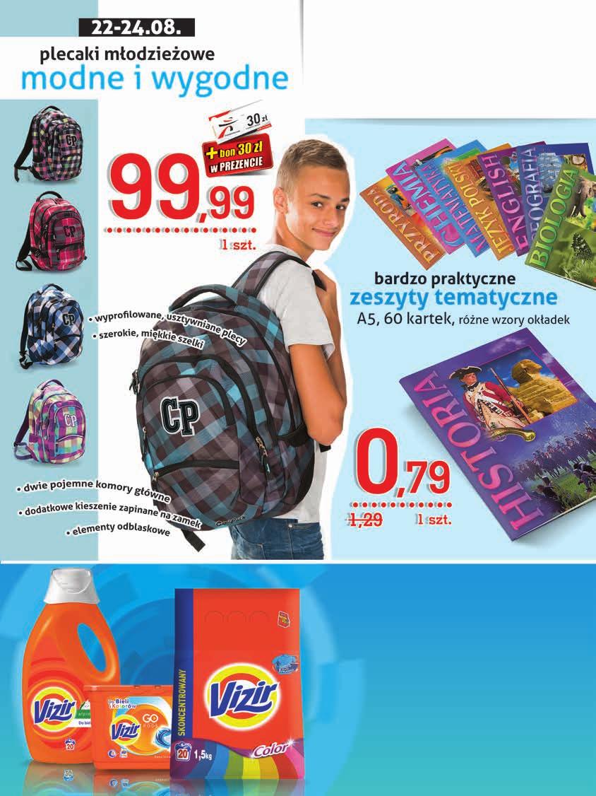 od czwartku 18.08. do środy 24.08. wym. 46 x 28 x 19 cm różne wzory Bony do odbioru w Punkcie Obsługi Klienta.
