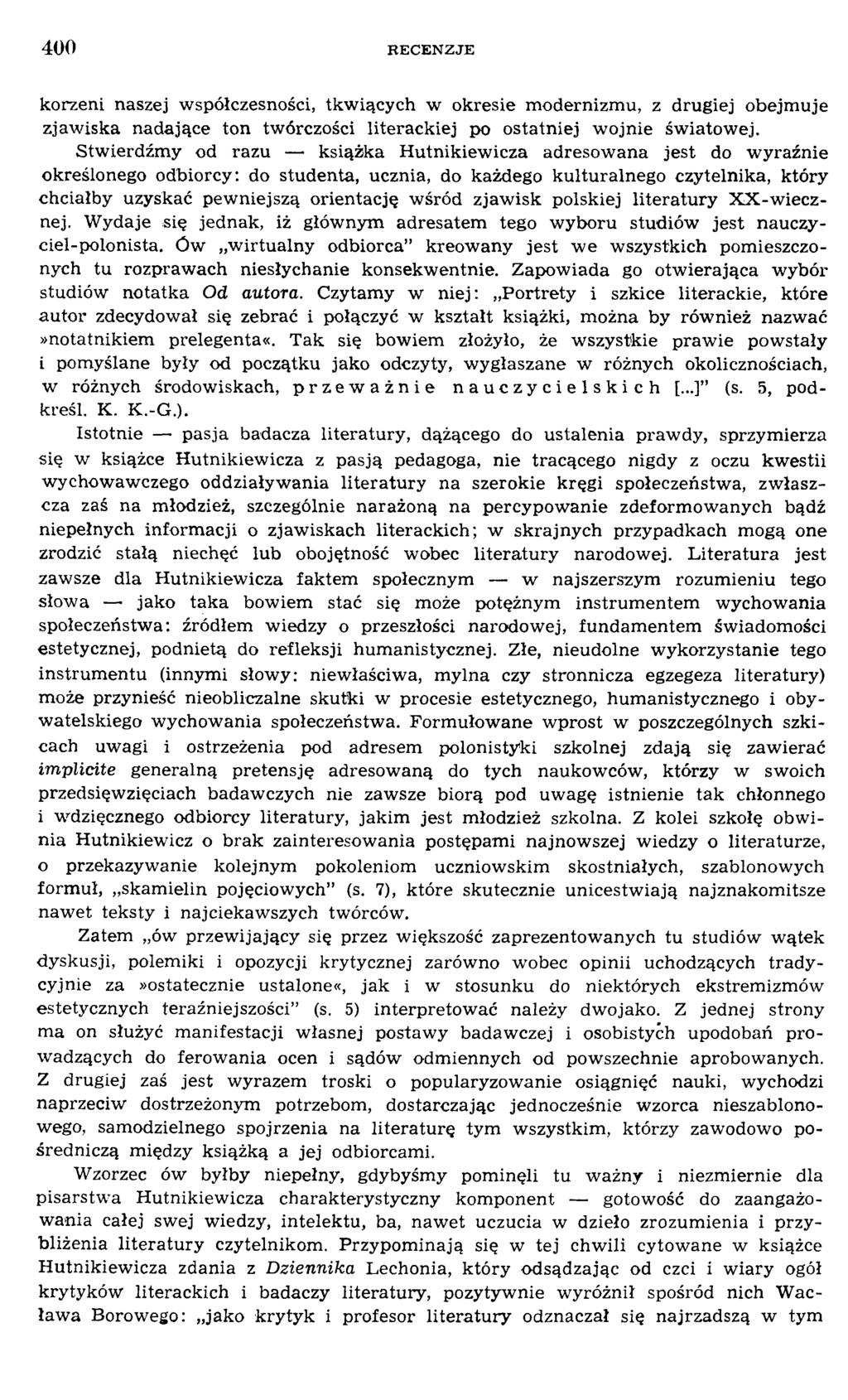 korzeni naszej w spółczesności, tkw iących w okresie m odernizm u, z drugiej obejm uje zjaw iska nadające ton twórczości literackiej po ostatniej w ojnie św iatow ej.