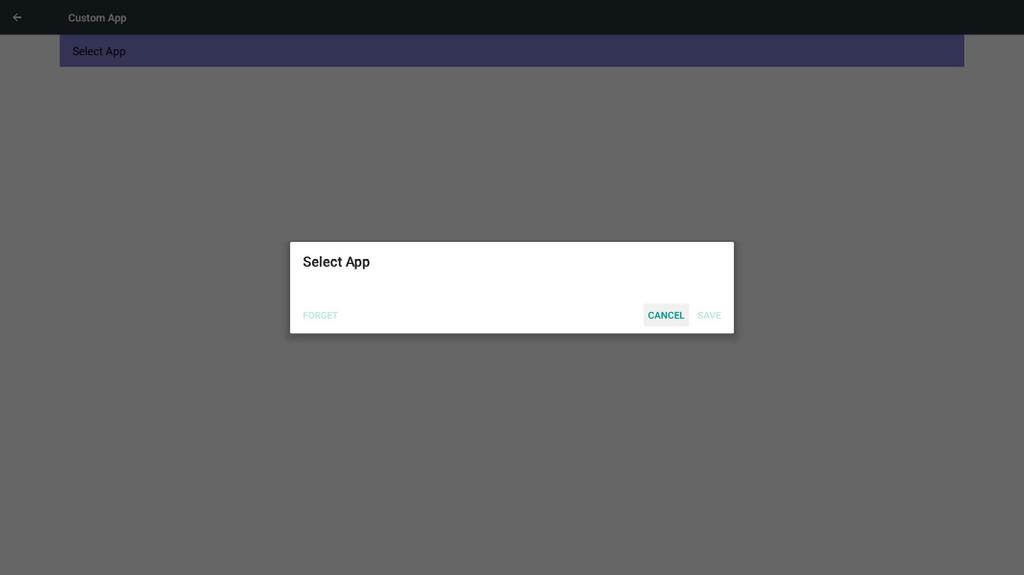 5. Custom App (Aplikacja użytkownika) Użytkownik może ustawić aplikację dla źródła użytkownika. Uwaga (1) Wyświetla jedynie aplikacje zainstalowane przez użytkownika.