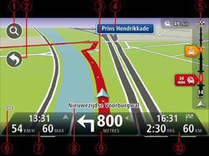 Widok z perspektywy kierowcy Informacje o widoku z perspektywy kierowcy Gdy urządzenie nawigacyjne TomTom zostanie uruchomione po raz pierwszy, zostanie wyświetlony widok z perspektywy kierowcy