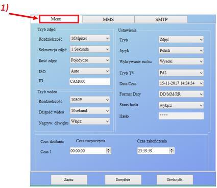 USTAWIENIA W PROGRAMIE MMSCONFIG 1) Ustaw odpowiednie parametry w ustawieniach