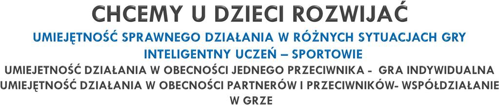 SPRAWNOŚĆ DZIAŁANIA INDYWIDUALNEGO W SYTUACJI 1 x 1(GRA 1 x 1) SPRAWNOŚĆ DZIAŁANIA W MAŁEJ GRUPIE W SYTUACJACH 2 x 1 do 4 x 4 (GRY MAŁE) SPRAWNOŚĆ DZIAŁANIA W