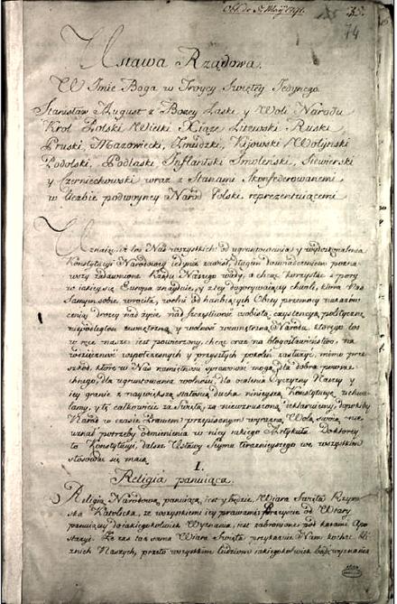 Efekt prac posłów Sejmu Czteroletniego Konstytucja 3 Maja Uchwalona 3 maja 1791 r.