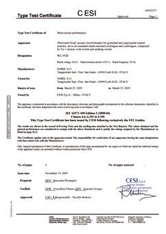 Norms and homologations Нормы и сертификаты Normy i certyfikaty RMSYS switchboards have positively passed all type tests at official laboratories (CESI), according to the International Standards IEC,