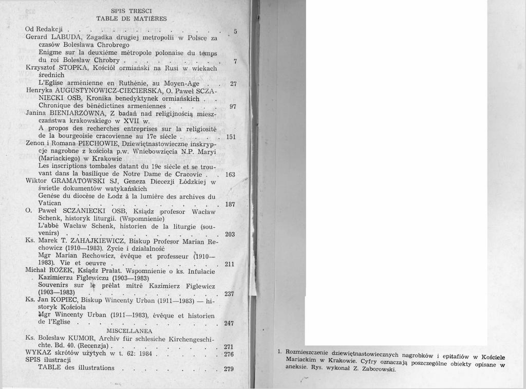 SPIS TREŚCI TABLE DE MATIÈRES Od R e d a k c ji.